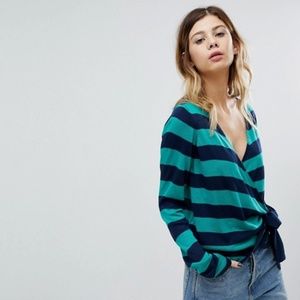 NWT ASOS Wrap Sweater in Stripe Size 8
